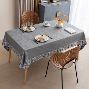 新中式轻奢高级感桌布防水防油免洗餐桌布氛围感长方形茶几台布