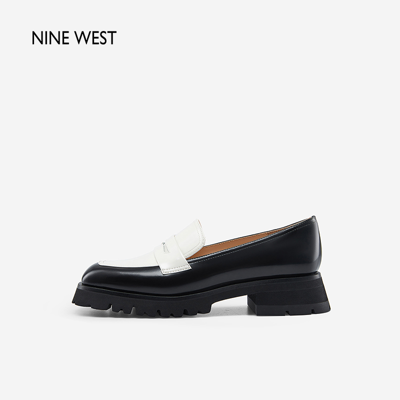 NineWest/玖熙中跟复古女鞋拼色