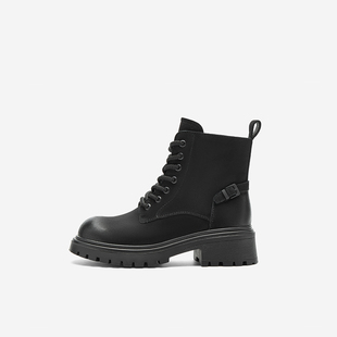 Nine West/玖熙秋冬时装靴英伦风厚底马丁靴增高休闲复古短筒女鞋