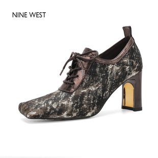 清仓款 真皮单鞋 Nine 玖熙方头不累脚百搭高跟法式 女鞋 West