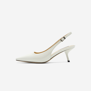 新款 玖熙2025年夏季 包头凉鞋 女小方头时尚 Nine 后绊带高跟鞋 West