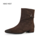 玖熙真皮不累脚巨显瘦马丁靴尖头复古风短靴 West 清仓款 Nine