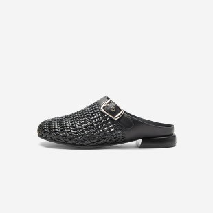 外穿平跟舒适百搭女鞋 Nine 编织镂空包头拖鞋 玖熙2025夏新款 West