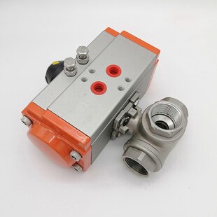 热销AT单双作用气动不锈钢三通切换分合流球阀水气耐高温Q614\5F-