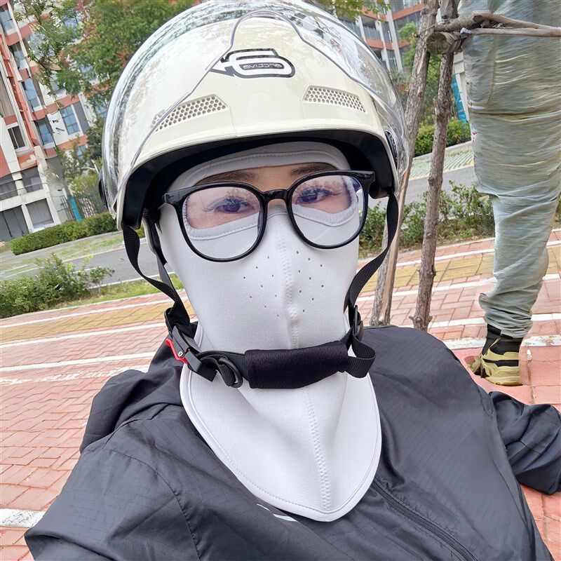 热销浅灰色骑行面罩女款秋冬防风防寒保暖全脸款面罩围脖一体透气