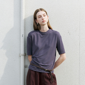 NON T恤 上衣女简约百搭宽松圆领中袖 RESTRAIN慵懒感落肩袖 打底衫