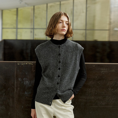 NONRESTRAIN单排扣百搭圆领马甲