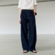 女宽松显瘦休闲弯刀裤 NON RESTRAIN复古阔腿高腰水洗深蓝色牛仔裤