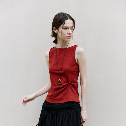 NONRESTRAIN气质捏褶无袖背心