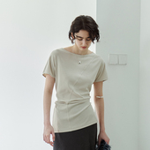 T恤女设计感后背荡领解构打底衫 NON RESTRAIN莱赛尔天丝短袖 上衣