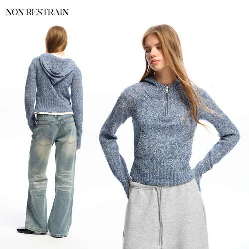 NONRESTRAIN修身休闲连帽毛衣女