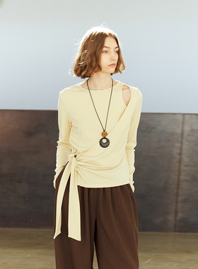 NON RESTRAIN设计感绑结针织衫女法式假两件修身显瘦气质长袖上衣