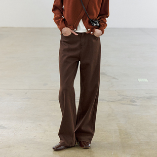 NON RESTRAIN高级感复古仿牛仔直筒裤女百搭高腰垂感显瘦休闲长裤