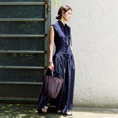 系带立领无袖 NON RESTRAIN法式 连衣裙女高级感针织拼接气质长裙子