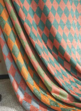 【罗马假日菱格纹】140cm幅宽100桑蚕丝面料丝绸过薯莨CB-LG0058