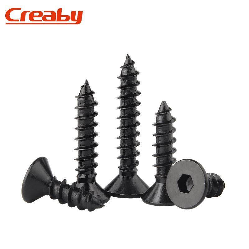 8.8级高强度沉头内六角自攻螺丝钉平头自攻螺钉黑色平杯M3M4M5M6