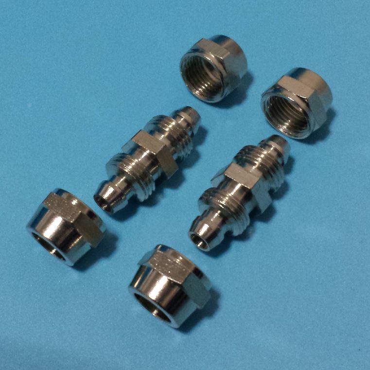 铜快拧等径直通变径直接铜镀镍气动气管接头SMC锁母接头6 8 10 12