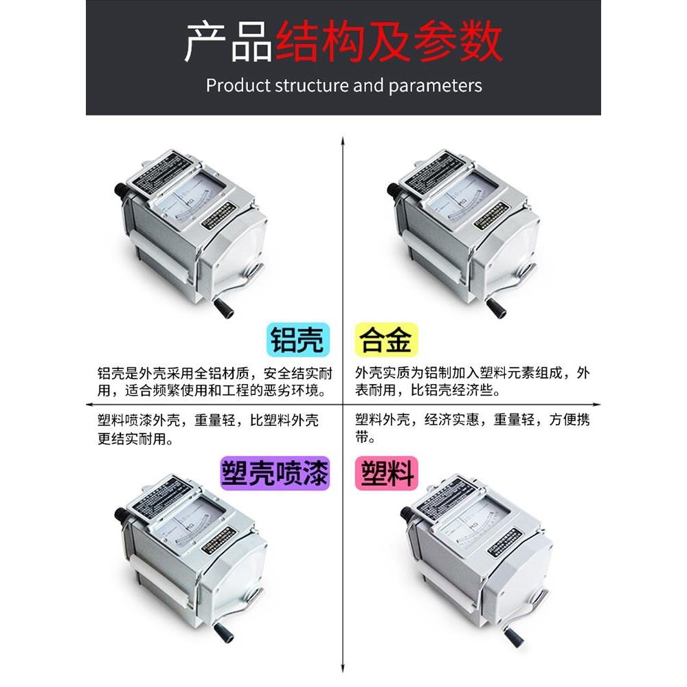 ZC25电阻绝缘测试仪500V指针2500摇表1000V兆欧表-7电工接地