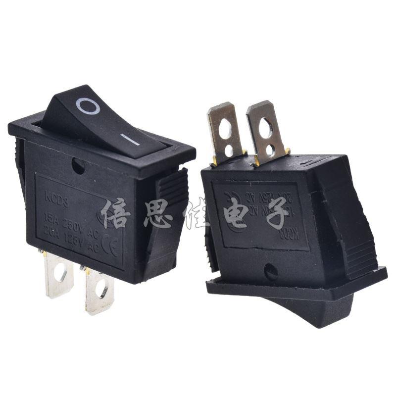 黑色 2档2脚 两档二脚 KCD3翘板电源开关 15A 船型开关 13*31MM