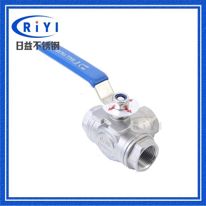 304工业不锈钢三通球阀内丝扣 内螺纹手动阀门T型L型 Q14 15F-16P
