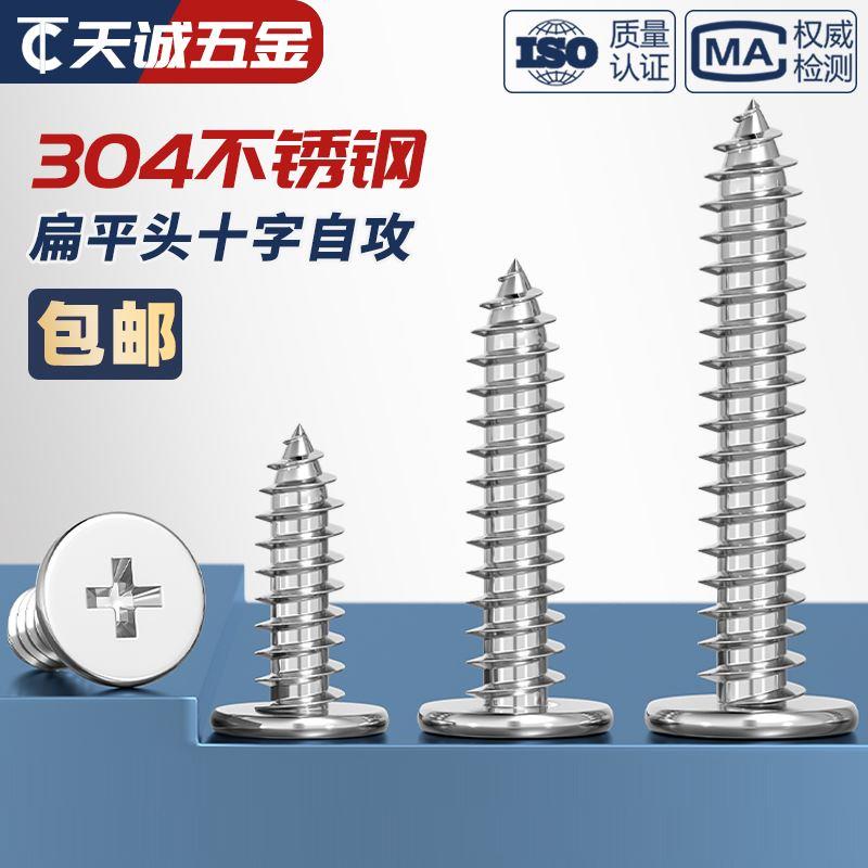 304不锈钢CA扁平头自攻螺丝钉大薄头子平头尖尾十字木MM2M3M4M5M6
