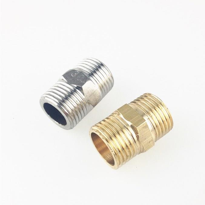 全铜/不锈钢直接对丝双外丝接头加厚水暖管件管道水管接头4分DN15