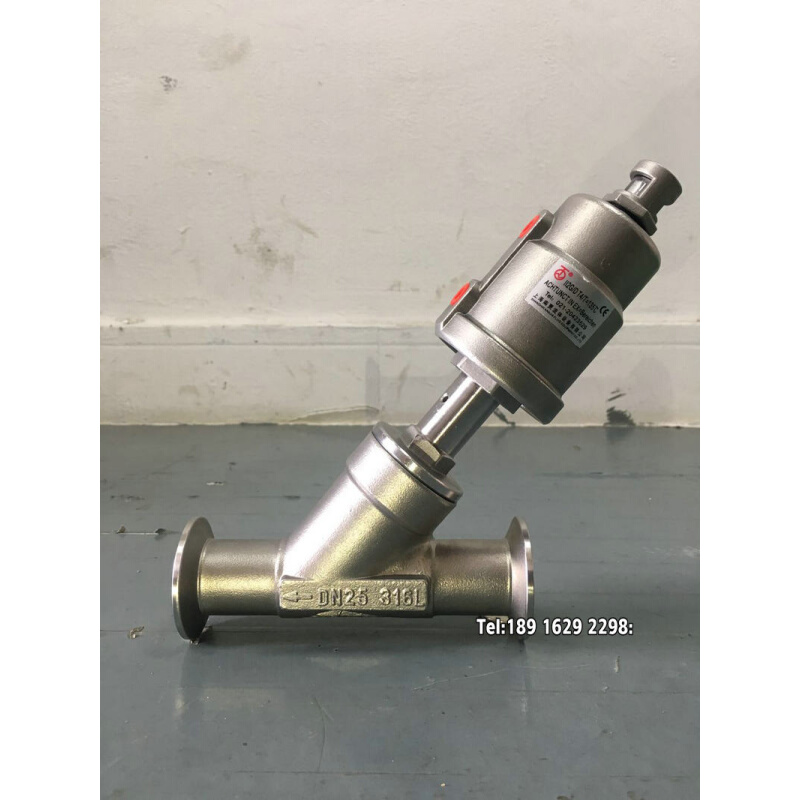 。气动角座阀Y681F不锈钢蒸汽快装卫生级食品卡盘卡箍Y型角阀DN25