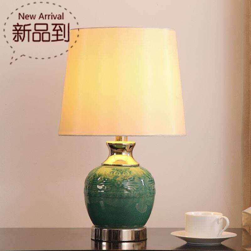 美式陶瓷台灯卧室床头灯新中式简约欧式复古典田园创意装饰台灯