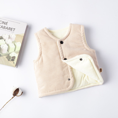 夹棉宝宝小马甲男童2025秋冬儿童马甲女童婴儿加厚背心加绒内外穿
