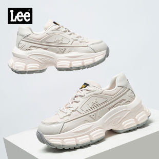 女士2026新款 百搭女鞋 春季 潮鞋 增高白色休闲运动鞋 Lee厚底老爹鞋