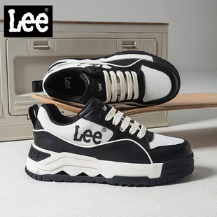 Lee官方男鞋厚底增高休闲板鞋黑白撞色百搭鞋子男潮鞋运动鞋男款