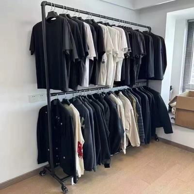 双层落地式展示中岛铁艺陈列服装店家用挂衣服婚纱货架移动带轮子