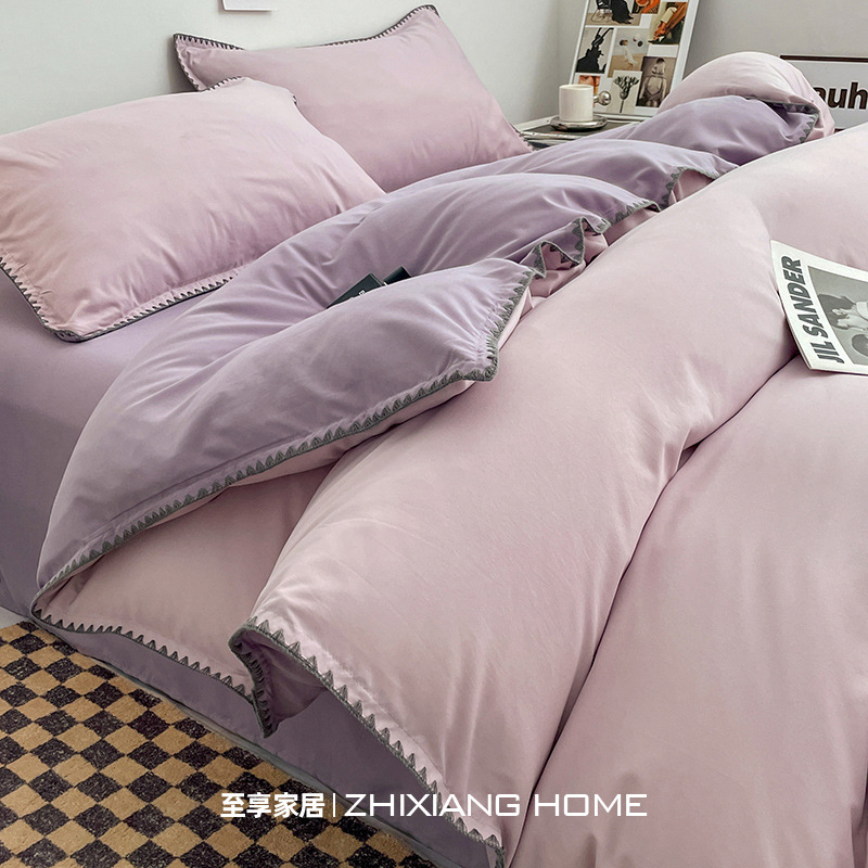 轻奢2025新款床上四件套纯棉全棉床单床笠床上用品宿舍被套三件套