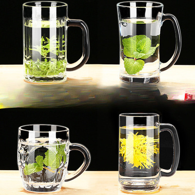 带把手玻璃杯家用杯子水杯套装扎啤喝水泡茶大容量带把酬恒