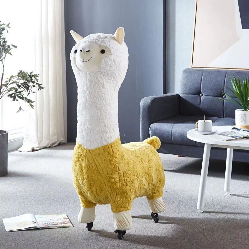 羊驼座椅羊驼公仔客厅摆件动物座椅儿童沙发休闲椅可拆洗动物凳子