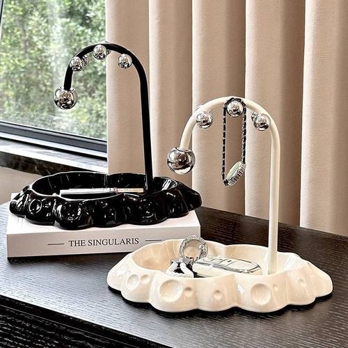 陶瓷钥匙收纳玄关摆件轻奢高档入户门口客厅鞋柜装饰品奶油置物架