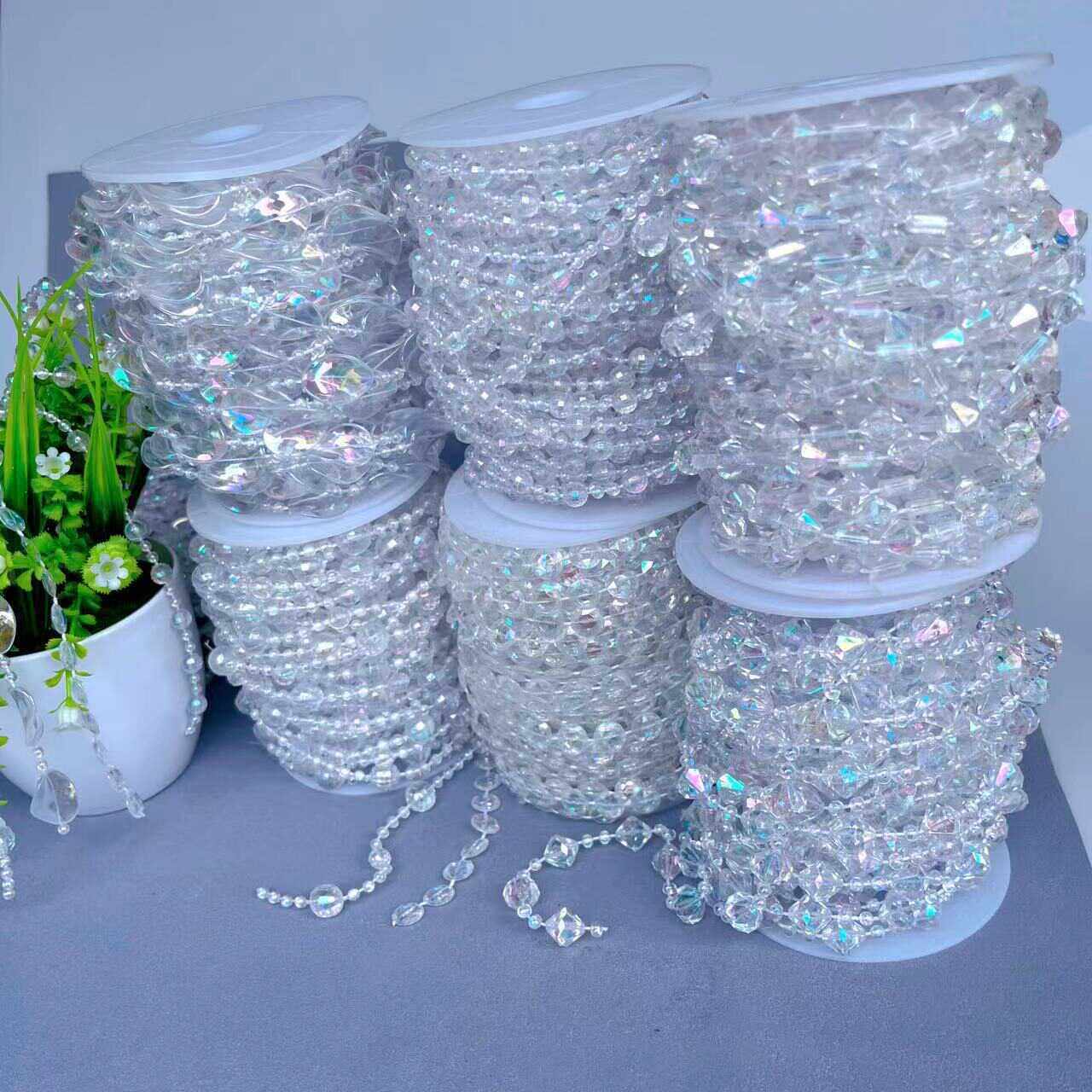 亚克力珠帘线帘婚庆路引水晶串婚礼现场舞台吊顶装饰DIY门帘隔断