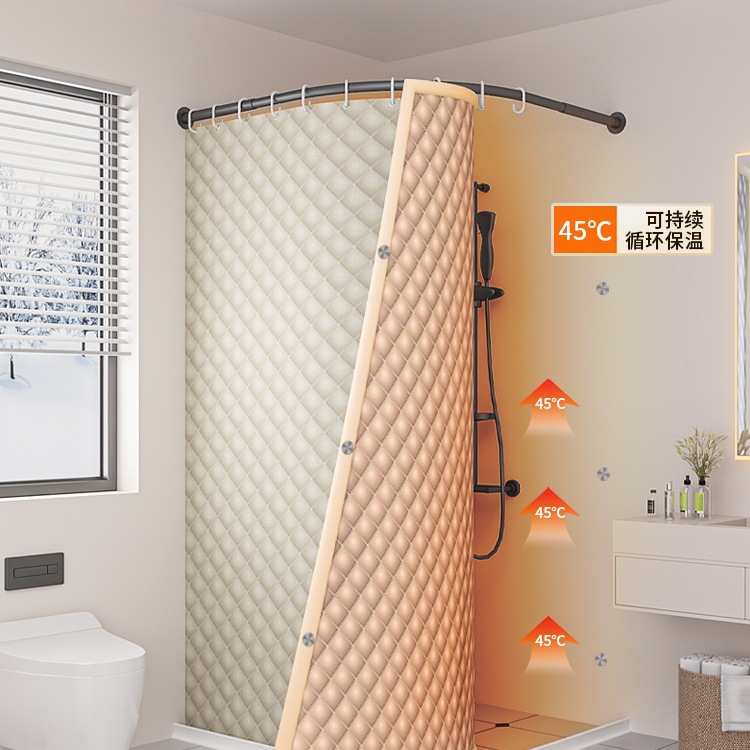 保暖防寒浴罩浴帐冬天家用洗澡帐篷免打孔农村浴室保温浴帘加厚无