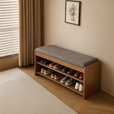 中古风入户换鞋凳鞋柜一体家用门口极窄轻奢感带可坐储物鞋架