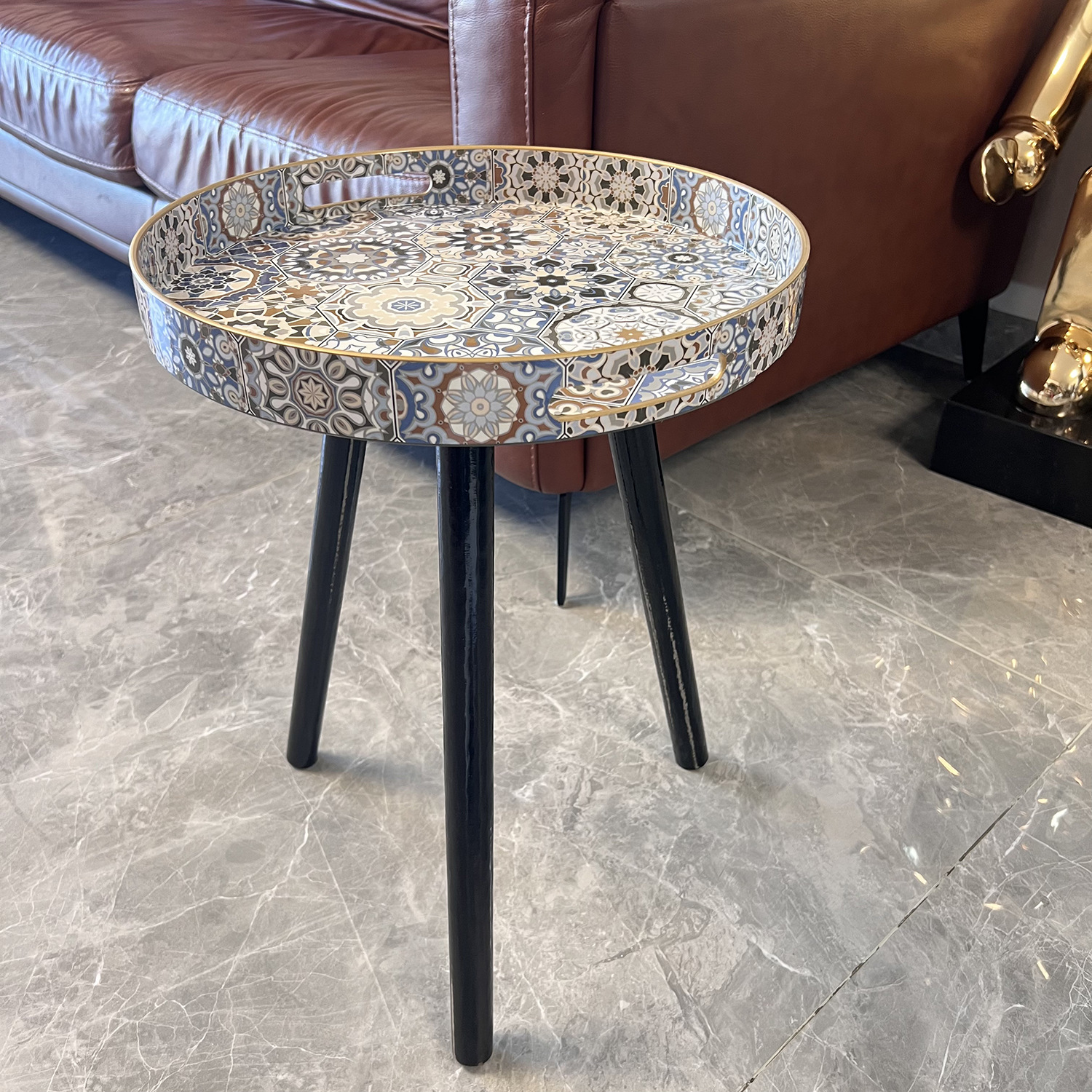 小边桌带可拆卸的三根40厘米木腿波西米亚风格的咖啡桌茶户外茶几