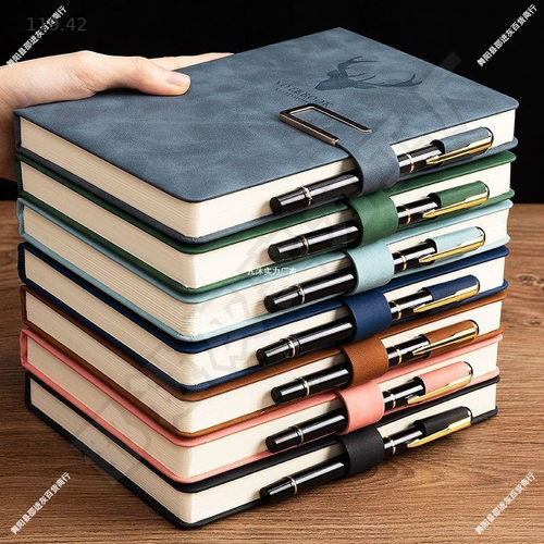 A5笔记本子加厚商务学生会议记录记事本日记本超厚皮面本定可夹笔