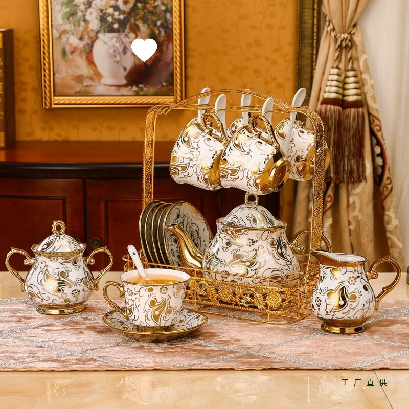 整套咖啡套具客厅杯子套装家用骨瓷红茶杯碟欧式陶瓷咖啡杯马克杯
