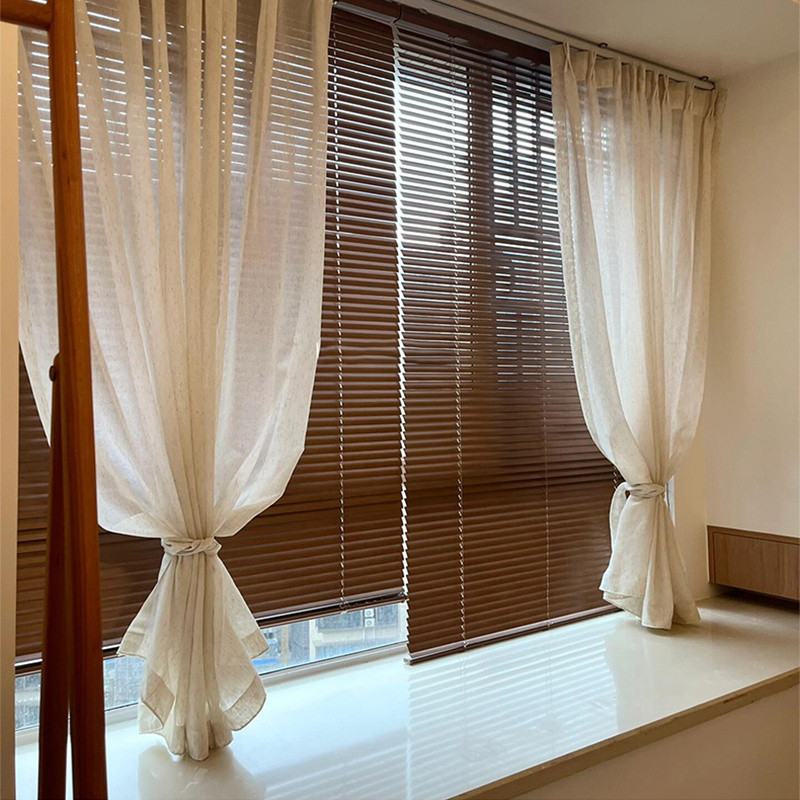 百叶窗帘遮光卫生间办公室卧室防水木纹铝合金百叶窗帘折叠