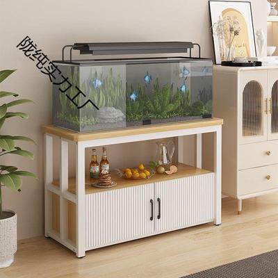 简约鱼缸架带底柜多层金属鱼缸柜储物柜水族箱架子承重底座柜