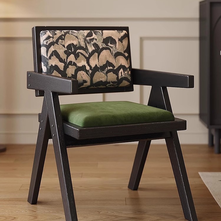 昌迪加尔藤编椅子实木餐椅家用北欧复古风餐厅餐桌椅休闲扶手藤J*