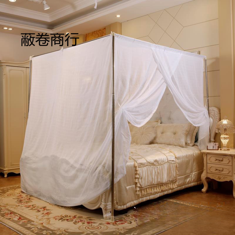 棉纱蚊帐双线加密加厚老式款传统单门防尘穿竹杆绑绳