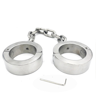 影视道具脚铐玩具成人不锈钢5kg加重手铐剧本杀密室不锈钢手扣镯