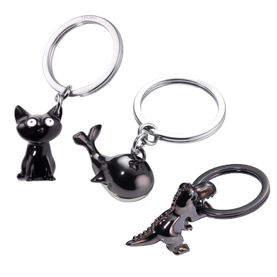 德国TROIKA黑色动物金属钥匙链