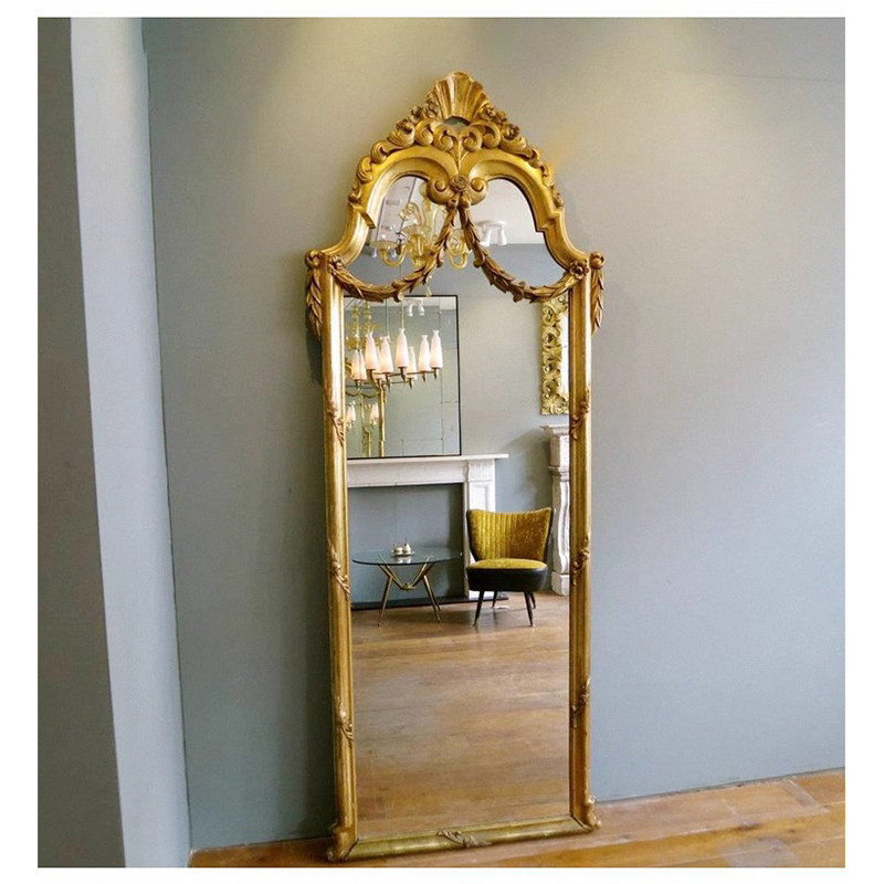 法式复古全身镜欧式实木雕花壁挂衣帽间落地镜卧室高档穿衣大镜子