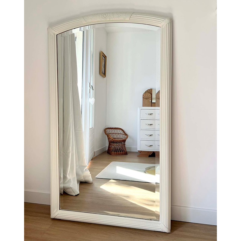 法式复古白色大镜子实木雕花欧式全身镜卧室服装店穿衣挂墙落地镜